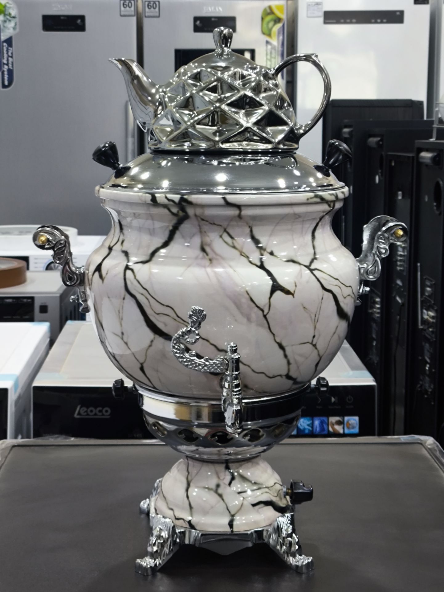 خرید سماور سوزان 12 لیتری(رنگ کرم مشکی)